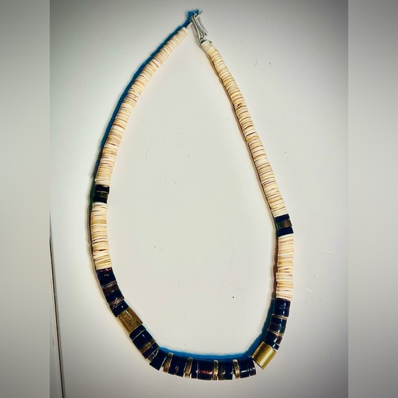 Genuine Heishi shell & brass necklace Vintage Artesian made Native American - Picture 7 of 7